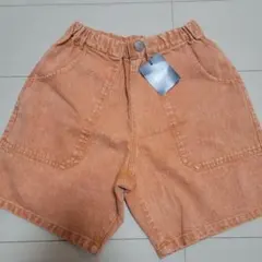140サイズ BREEZE ケミカル デニム オレンジ ハーフパンツ 新品タグ付