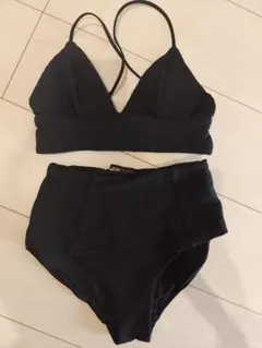 H&M 水着　リブ素材　ハイウエストボトムス　ブラック　EUR34/32のサムネイル