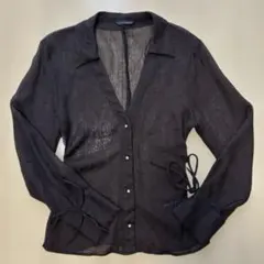 リボン付きセミシースルーシャツ　ZARA