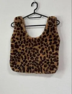 ヒョウ柄ファー トートバッグ