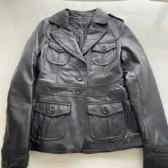 ブラックレザージャケット　イタリア製y2k ヴィンテージ