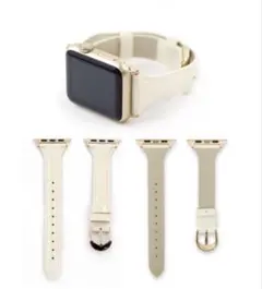 Apple Watch バンド ベルト　エナメル　クリーム ホワイト　レザー　革
