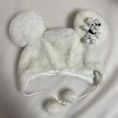 ミッキー耳付きホワイト ファンキャップ ラメ入り