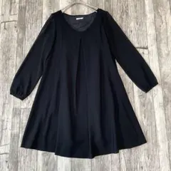 【美品】IENA 長袖 Aライン ワンピース M ネイビー