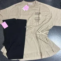 mezzo piano jr.フリルデザイン刺繍入りTシャツとスパッツ2点セット