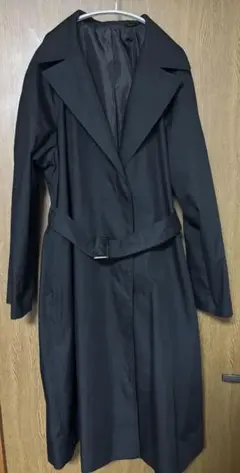 美品　UNIQLO トレンチコートベルト付　スプリングコート　黒ブラック　L