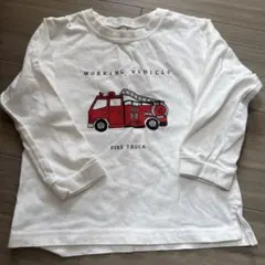 petit main 消防車プリント 長袖カットソー 100cm