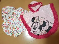 ミニーマウス フード付上着とポンチョ セット