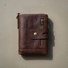 二つ折り財布 トラッカーウォレット 本革 牛革 アメカジ 古着 kp10-5