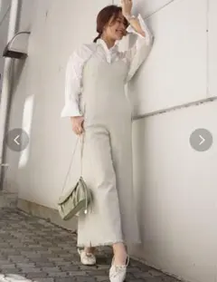 MERCURYDUO シルクネップリネンキャミロンパース ミントグリーン