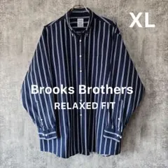✅【Brooks Brothers】長袖BDシャツXLネイビー系ストライプ柄
