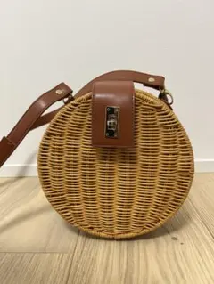 サークル型 かごバッグ ショルダー ブラウン