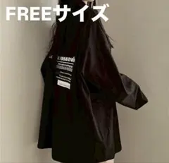 Tシャツ　楽ちんゆるワンピ　英字バックプリント　大きめサイズ　ブラック