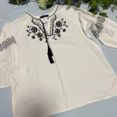 IMAGE コットンブラウス　刺繍　L 未使用品(タグ付き)のサムネイル