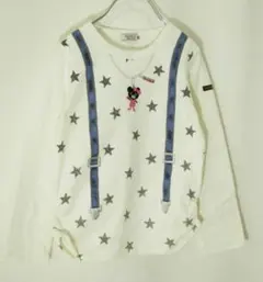 美品！★ミキハウス ダブルビー★カットソー ロンT 120サスペンダー