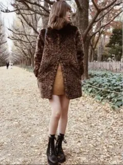 Darich 다리치 레오파드 무늬 퍼 코트 표범 무늬