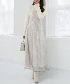 MAJESTIC LEGON ワンピース ショルダーフリルドッキングワンピ M