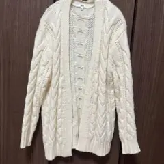 UNIQLO アイボリー ケーブルニットカーディガン M