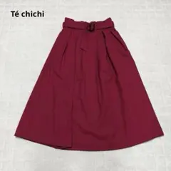 【テチチ】ロングスカート　フレア　シンプル　無地　バックウエストゴム　ピンク　M