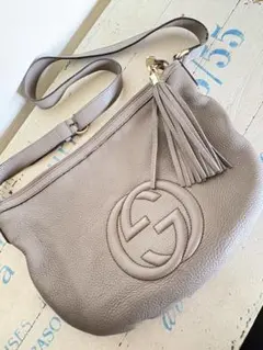 GUCCI グッチ ソーホーショルダーバッグ タッセル 付き ライトブルー