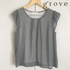 グローブ トップス カットソー ストライプ フレンチスリーブ GROVEのサムネイル
