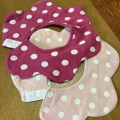 GITA ベビー スタイ よだれかけ ピンク ドット 2枚セット