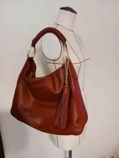 SAZABY　本革　ショルダーバッグ タッセル付きA4可