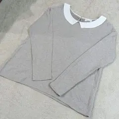 サマンサモスモス　長袖カットソー　衿レース　綿　キナリ　М