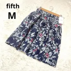新品 fifth フィフス フレアスカート 膝丈 紺 花柄 大人かわいい/Mのサムネイル