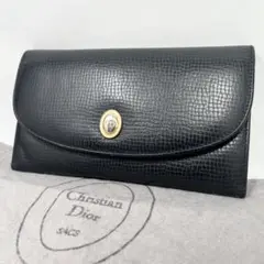 【希少】Dior 長財布　ロゴ金具　レザー　ブラック　ヴィンテージ　入手困難