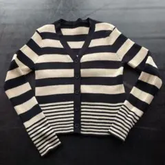 ストライプリブ編みカーディガン