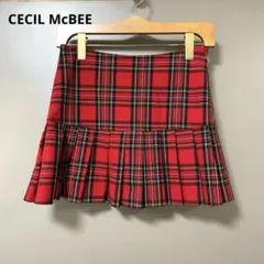 CECIL McBEE セシルマクビー 赤 チェック プリーツスカート ミニ丈