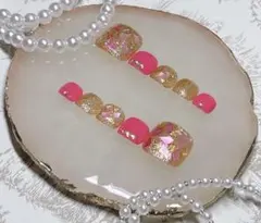 新作！フットネイル 夏 ギャル系 キラキラ ピンク