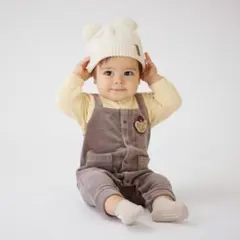 petit main クマアップリケ サロペ風カバーオール 80サイズ