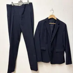 【極美品】ユニクロ パンツスーツ セットアップ ストライプ 濃紺