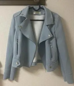 ライトブルー ライダースジャケット