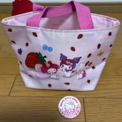 ハローキティ マイメロディ バッグとハローキィティーちゃんの缶バッジ