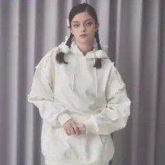 Lovilyn フリル裏起毛バブみパーカー ホワイト 最終値下げ