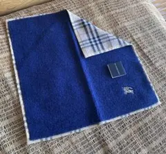 【未使用】バーバリー BURBERRYタオルハンカチ♬チェック柄 ノバチェック紺