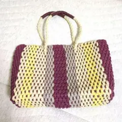 【美品】nano universe　ナノ・ユニバース　ストライプ かごバッグのサムネイル