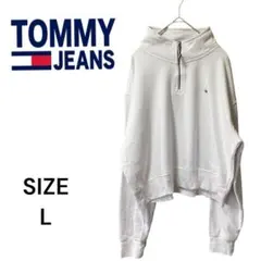 TOMMY JEANS ハーフジップ トレーナースエット ホワイト Lサイズ