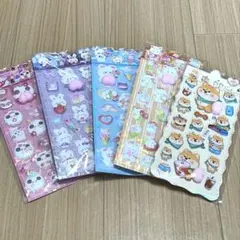 ぷっくりシール まとめ売り 動物 デコシール かわいい 5枚セット