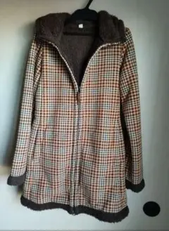 【中古】【ユニクロ】ダブルジッパー裏ボアロングコート※ブラウン※Sサイズ