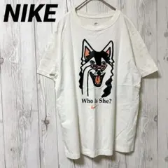 【ナイキ】Tシャツ　半袖　カジュアル　メンズ　S　犬　サングラス　白