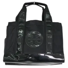 【人気】TORY BURCH トリーバーチ ELLE トートバッグ　黒　デカロゴ