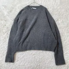 ZARA ザラ ウール混 クルーネックニット S セーター グレー きれいめ