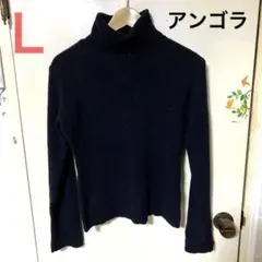 タートルネックセーター 黒 アンゴラ混