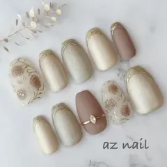 オーダー ビンテージローズシンプル ニュアンス ネイルチップ 淡色ネイル