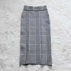 ザラ ニットタイトスカート グレンチェック 千鳥柄 ロング ミモレ丈 大人綺麗め