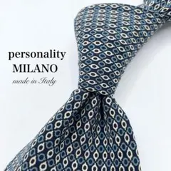 상태매우좋음 personality MILANO 幾何学柄 ネイビー ネクタイ